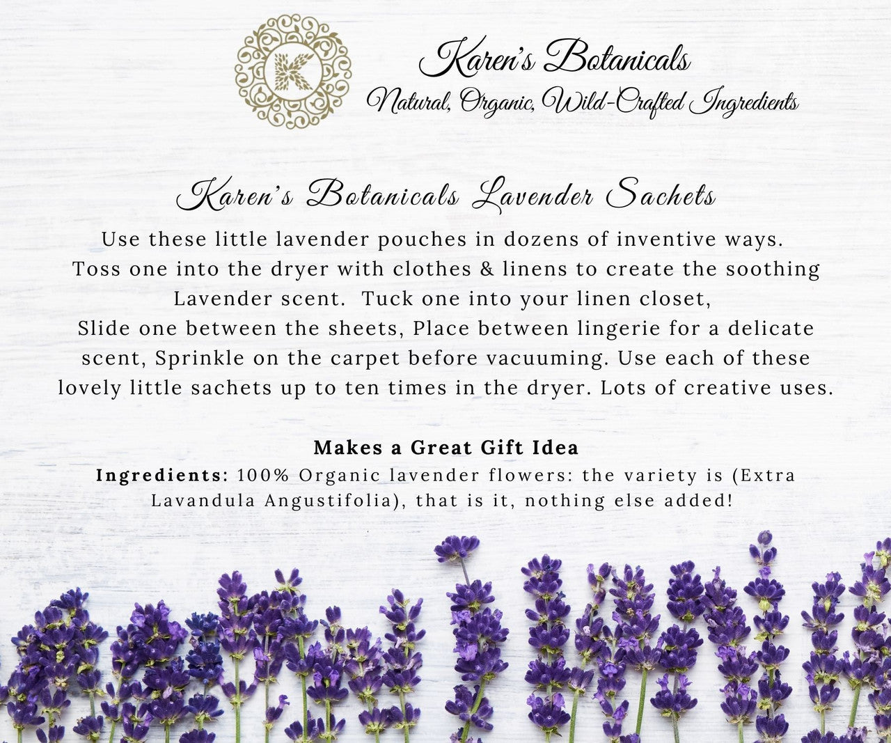 Organic Lavender Sachets - 12 Bags